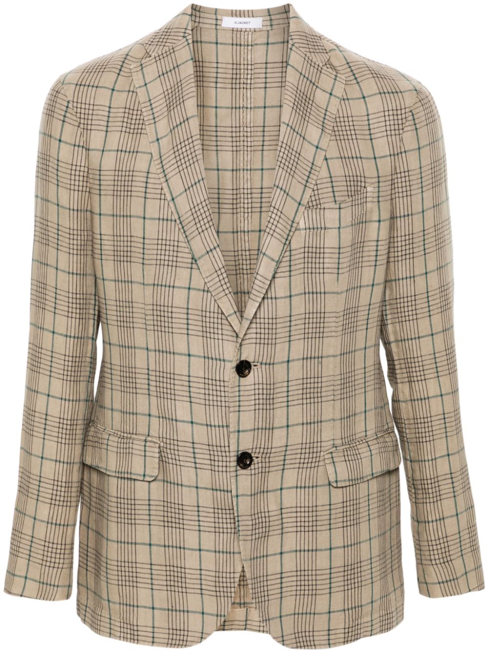 Single-breasted linen blazer - Brown