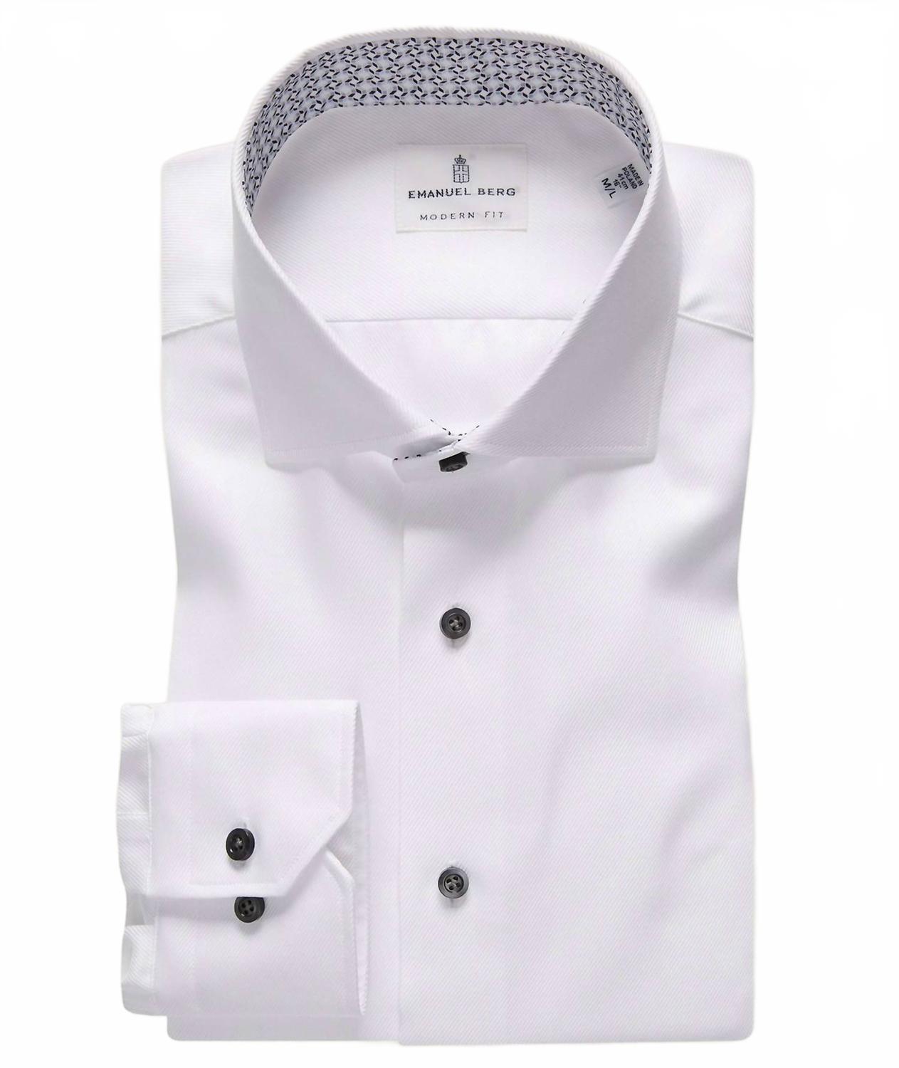 Men's Cotton Twill Dress Shirt In White