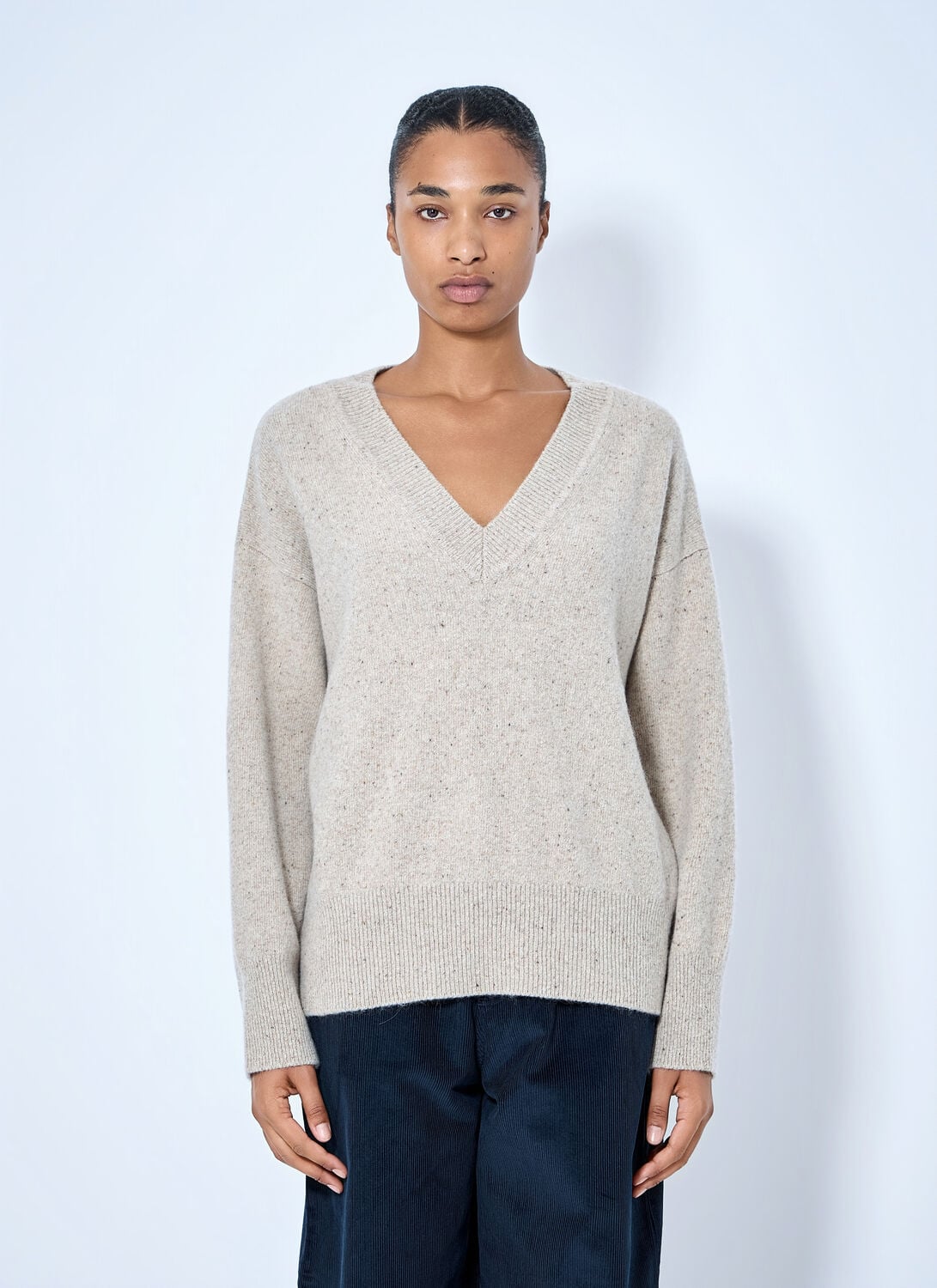 Classic Mouliné Jumper - Woman Knitwear Beige Fr