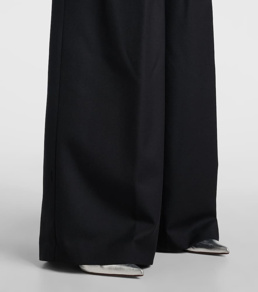 Pleated wool wide-leg pants