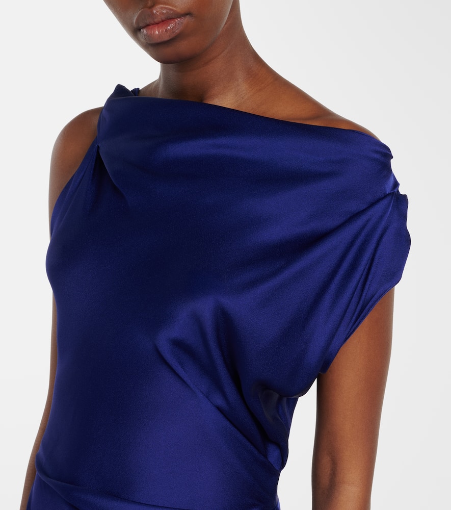 Draped asymmetric satin midi dress