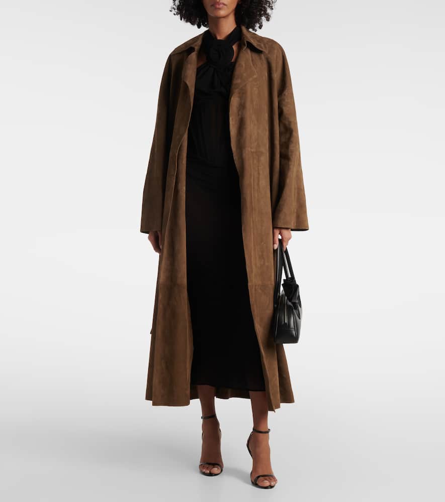 Suede wrap coat