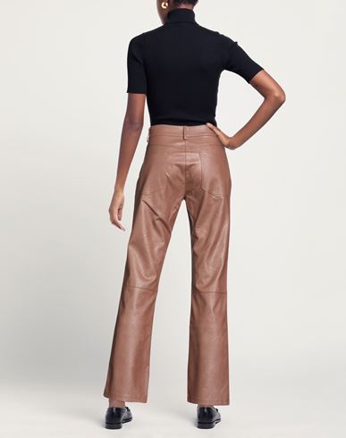 Woman Pants Chocolate brown Size S Polyurethane, Viscose