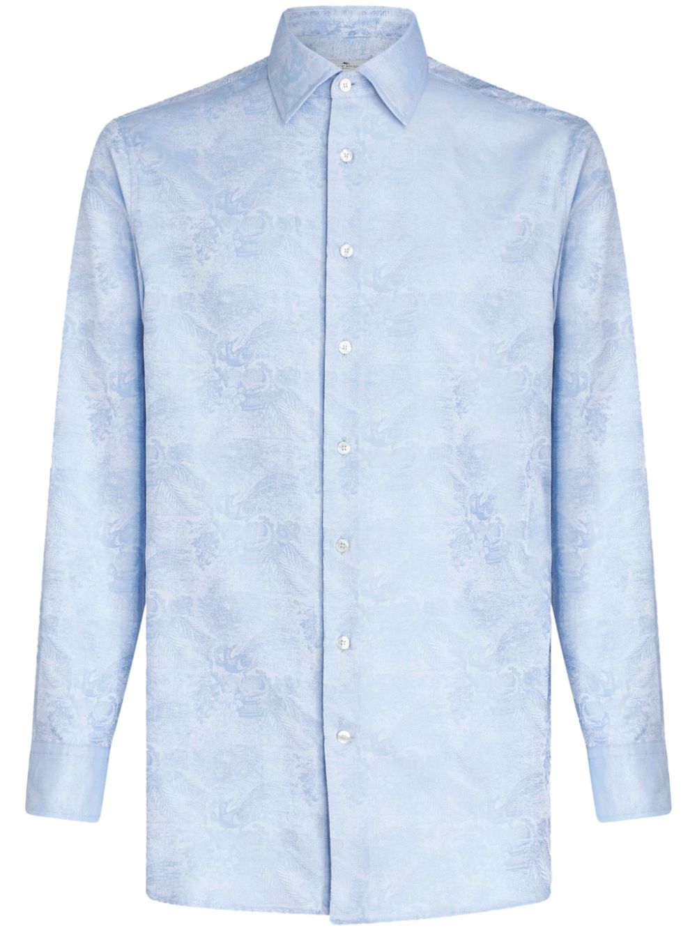 Peacock-jacquard cotton shirt - Blue