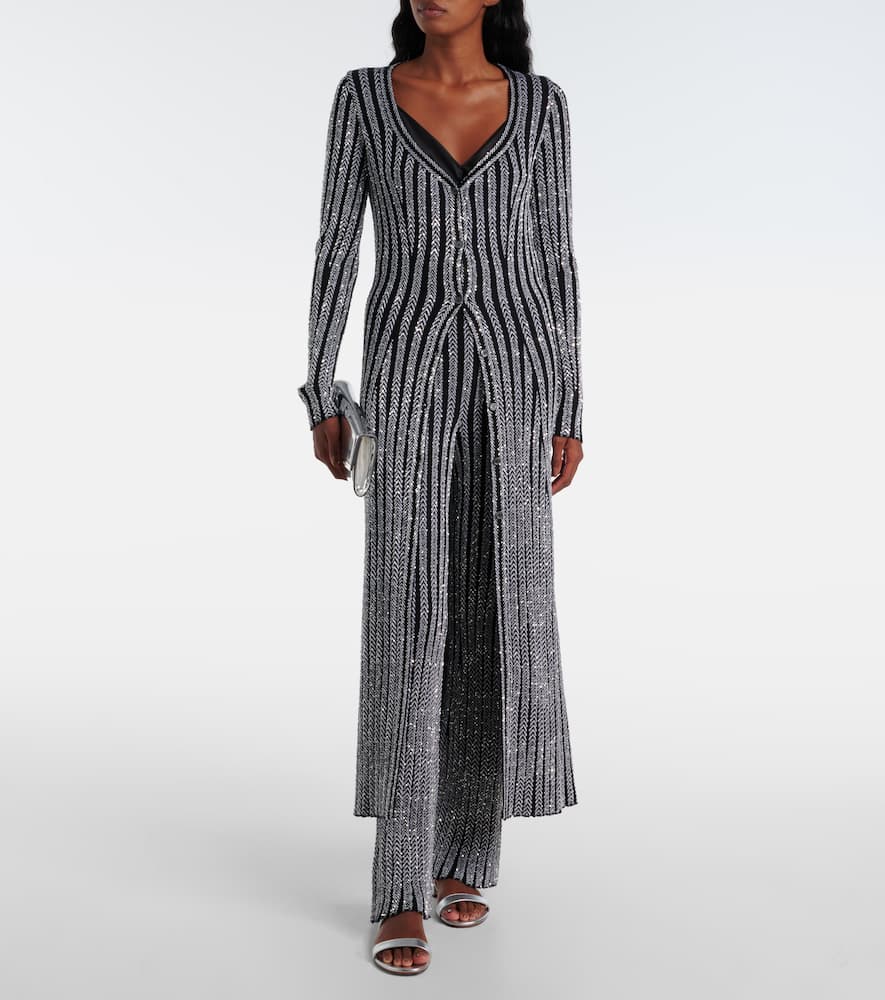 Chevron lamé flared pants