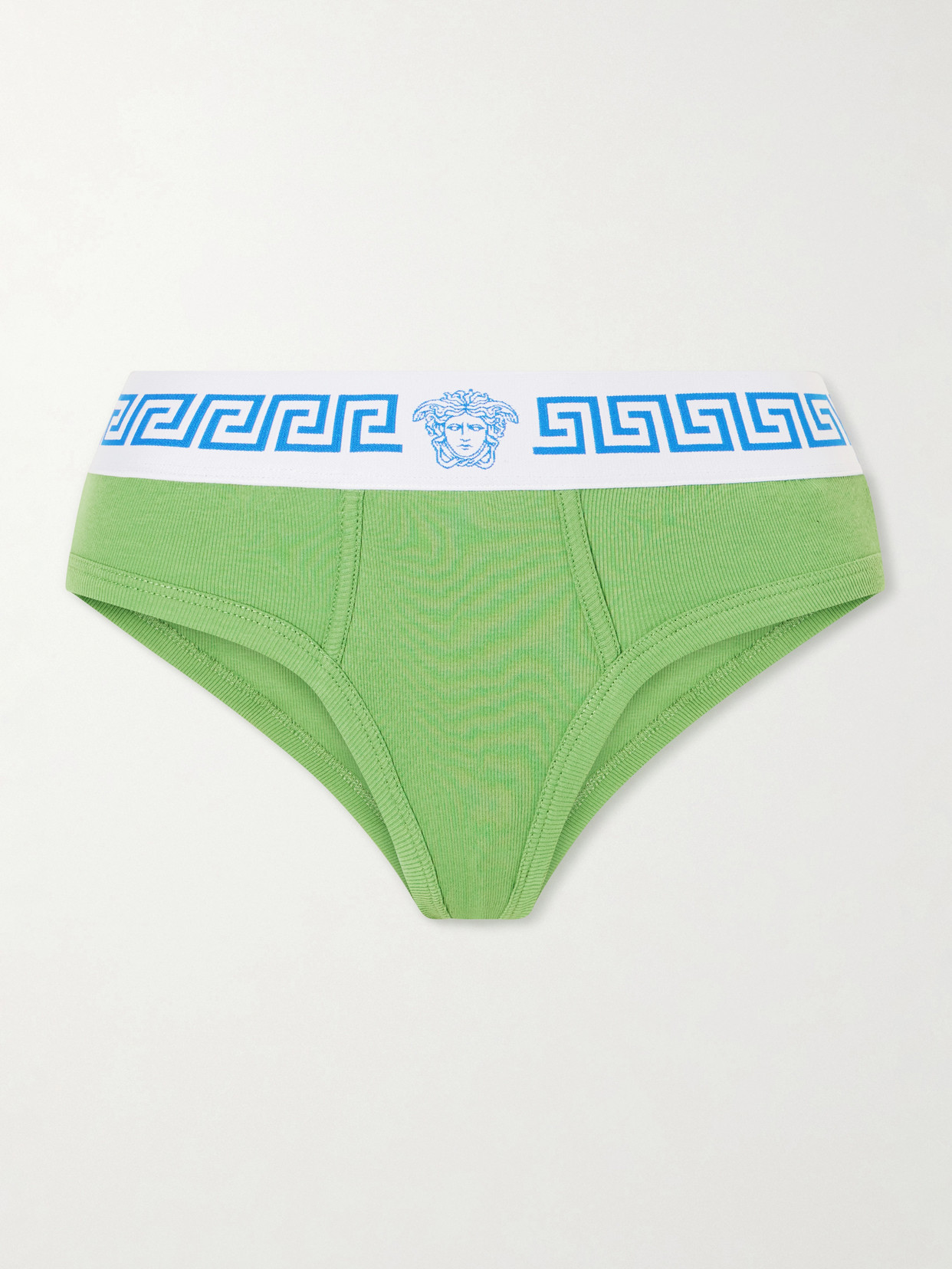 Ribbed Cotton-blend Jersey Briefs - Green
