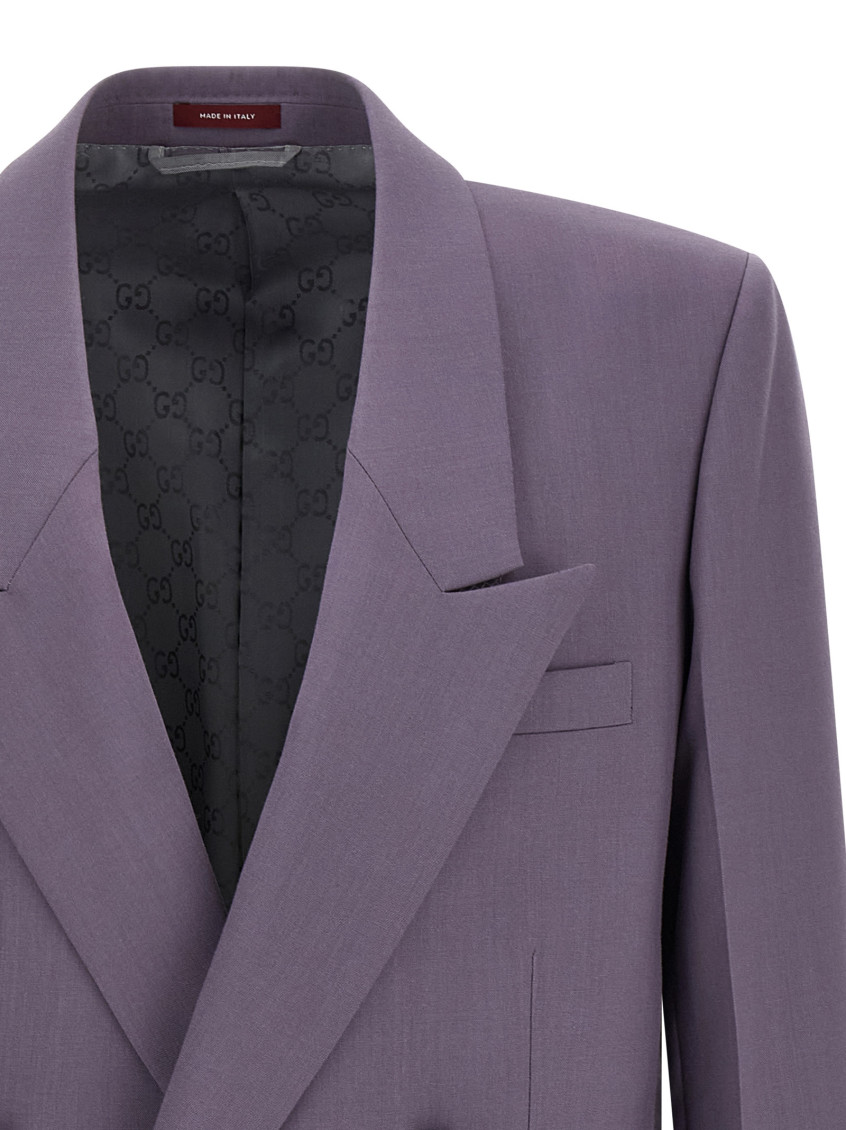 Double-Breasted Wool Blazer Purple
