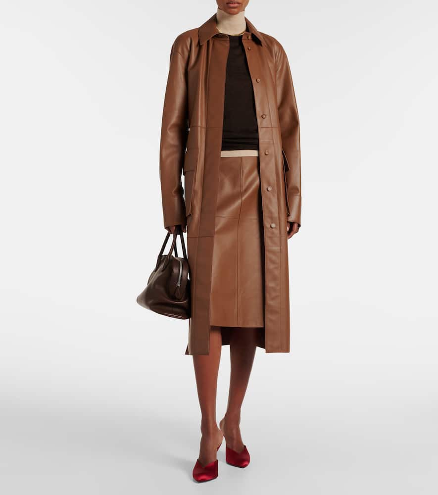 Niven leather midi skirt