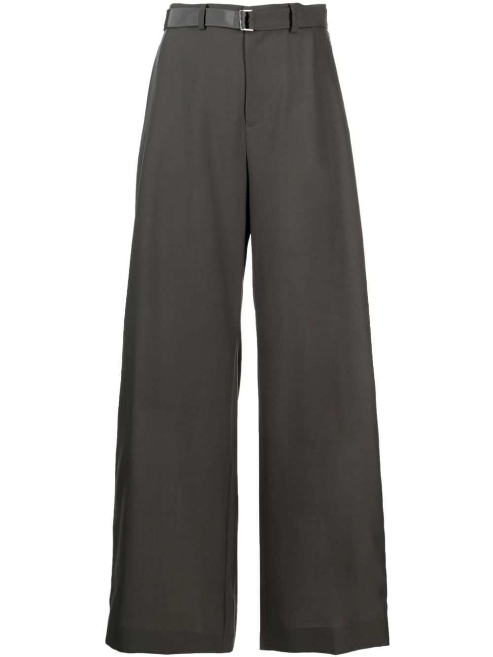 Satin-stripe tailored trousers - Green