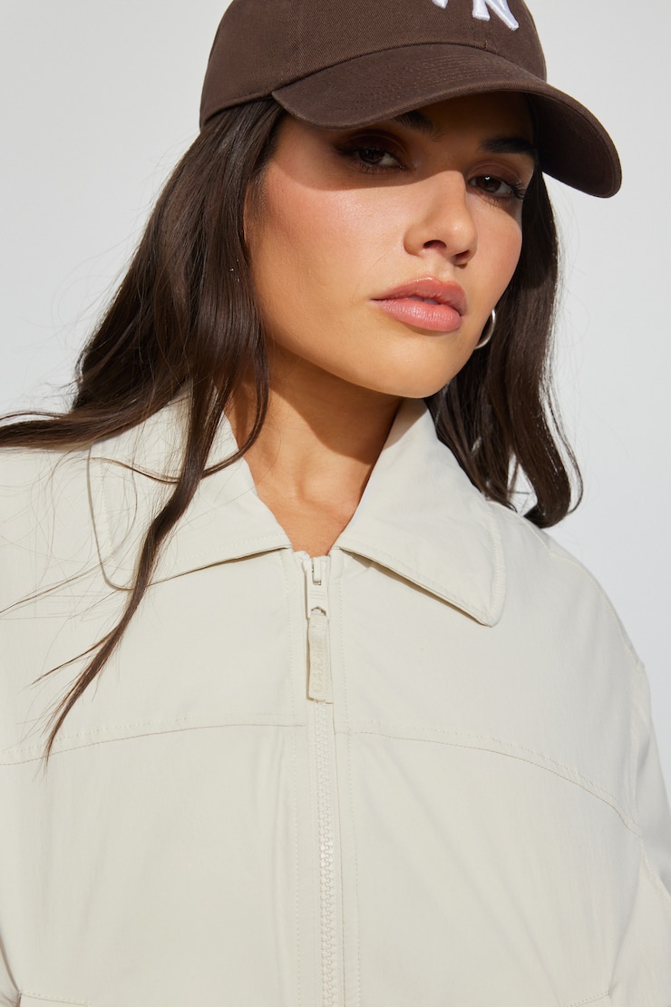 Cropped Nylon Bomber Jacket