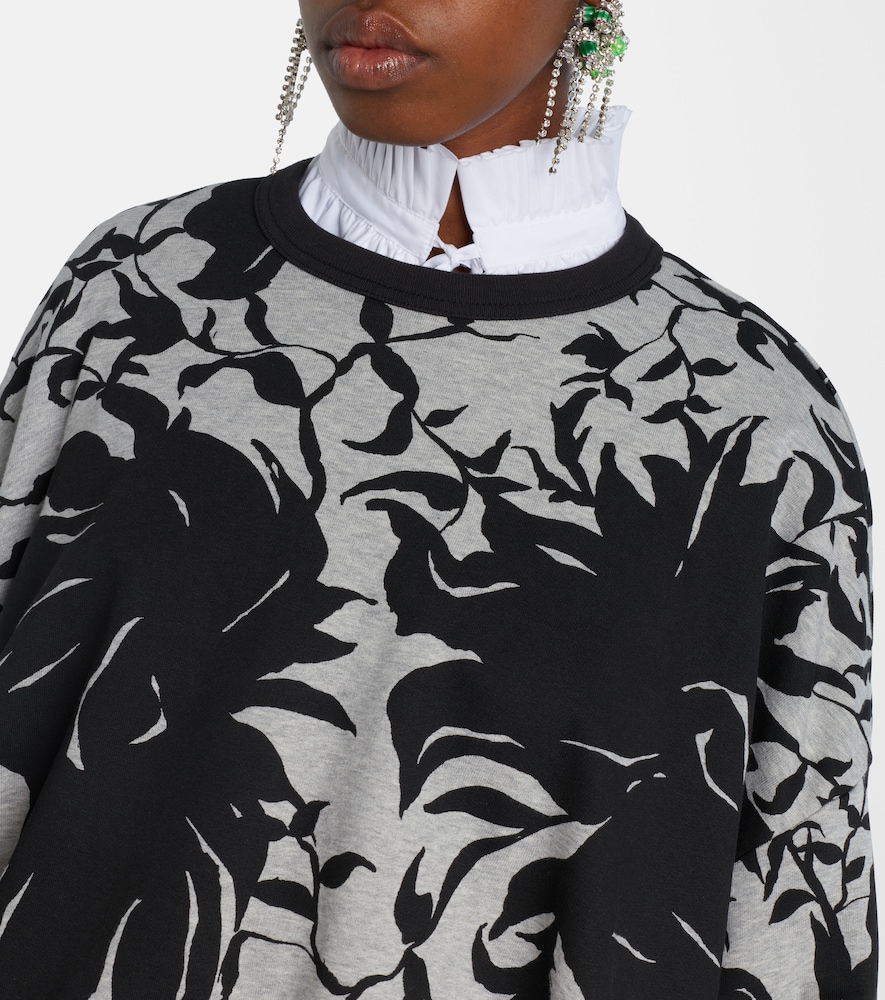 Draped floral cotton jersey sweatshirt