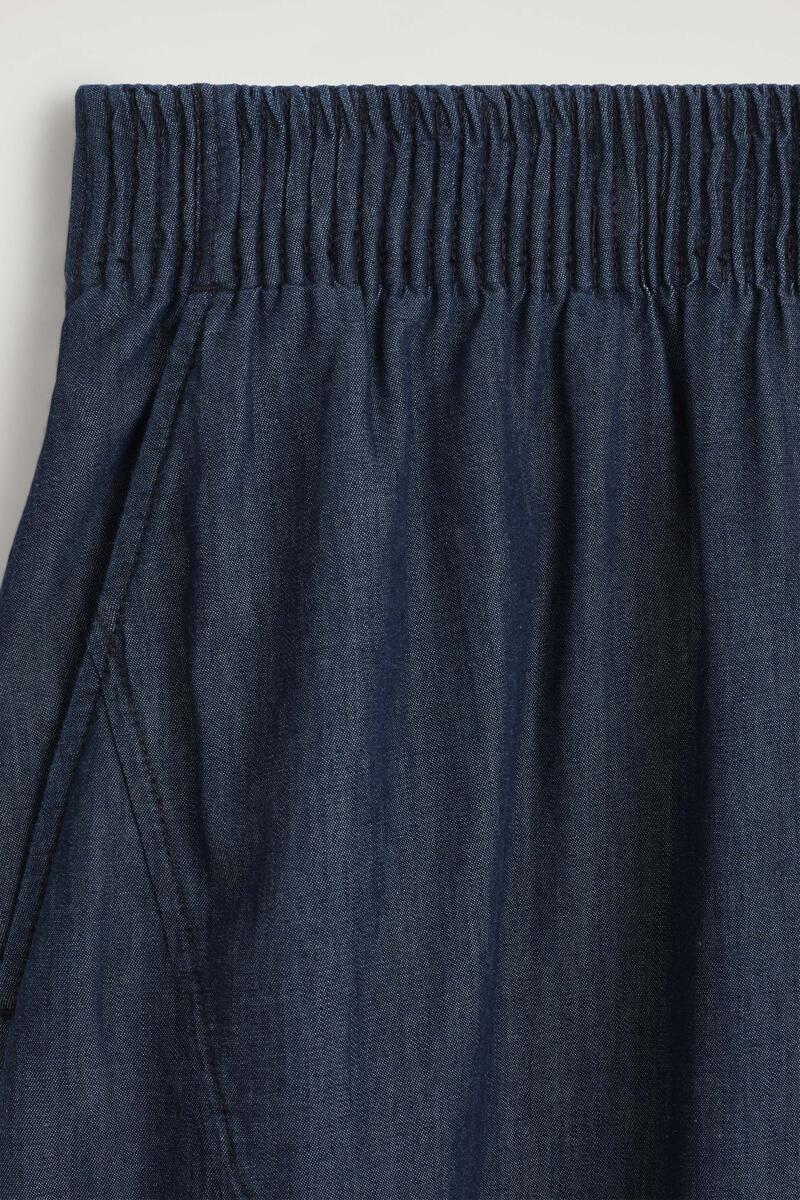 Elasticated Barrel-Leg Denim Pants