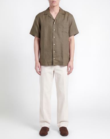 Man Shirt Military green Size M Linen, Lyocell