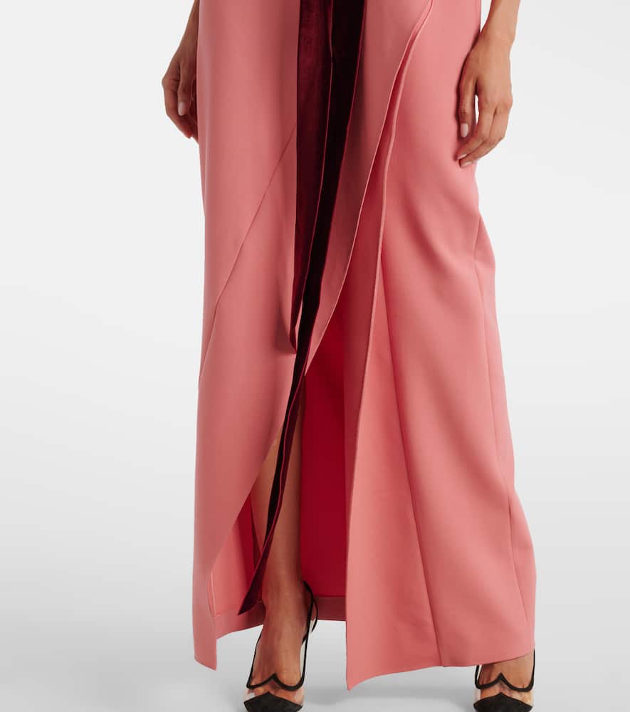 Off-shoulder wool-blend gown
