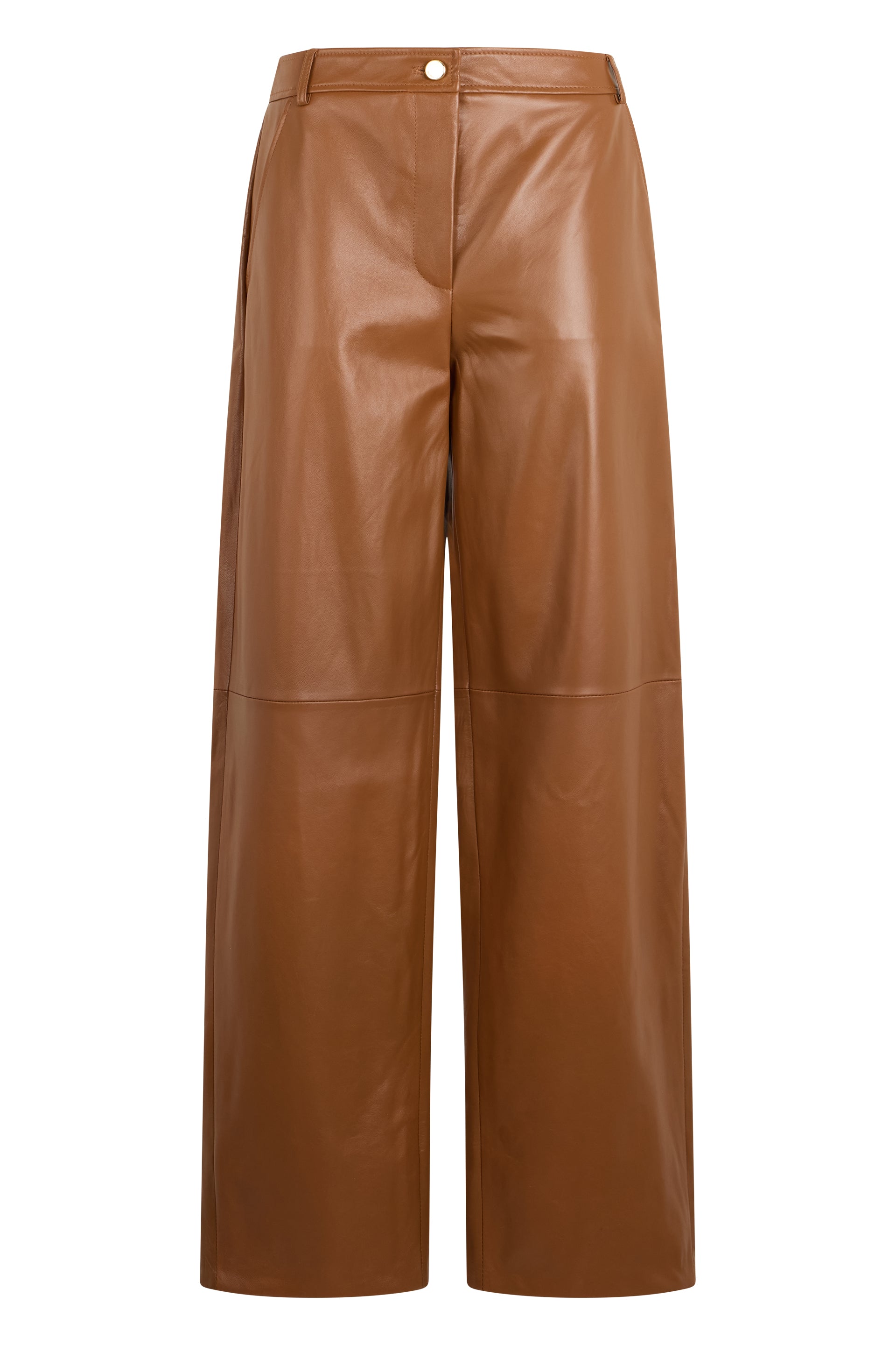 Loose Leather Pants - High-Waist Wide-Leg
