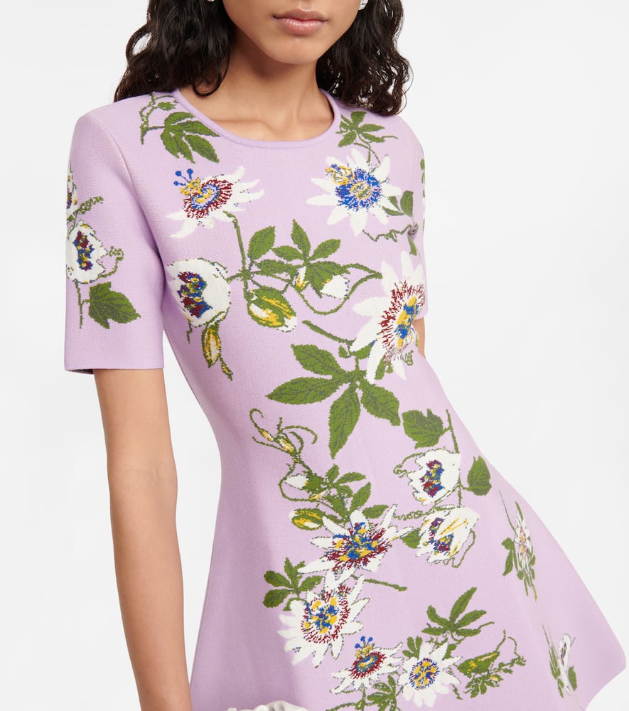 Floral jacquard knit minidress