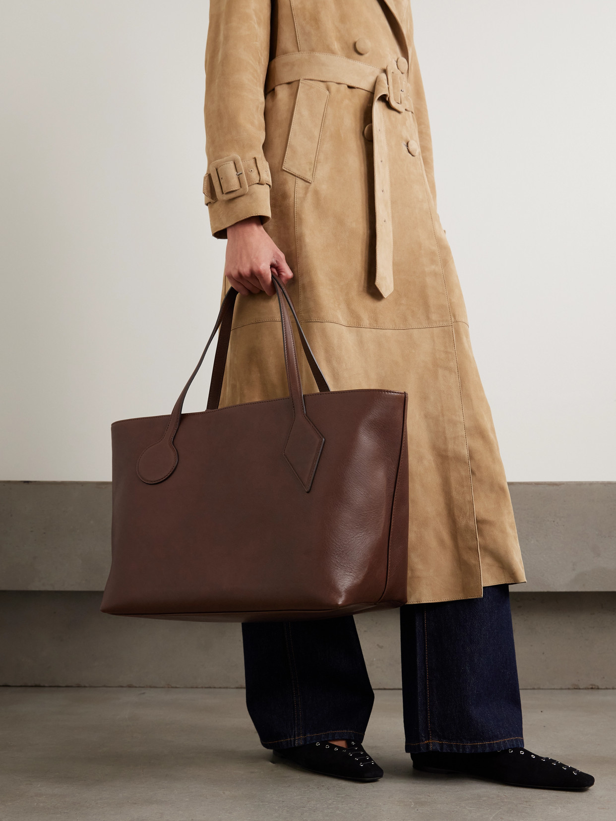 Sprout Large Leather Tote - Brown