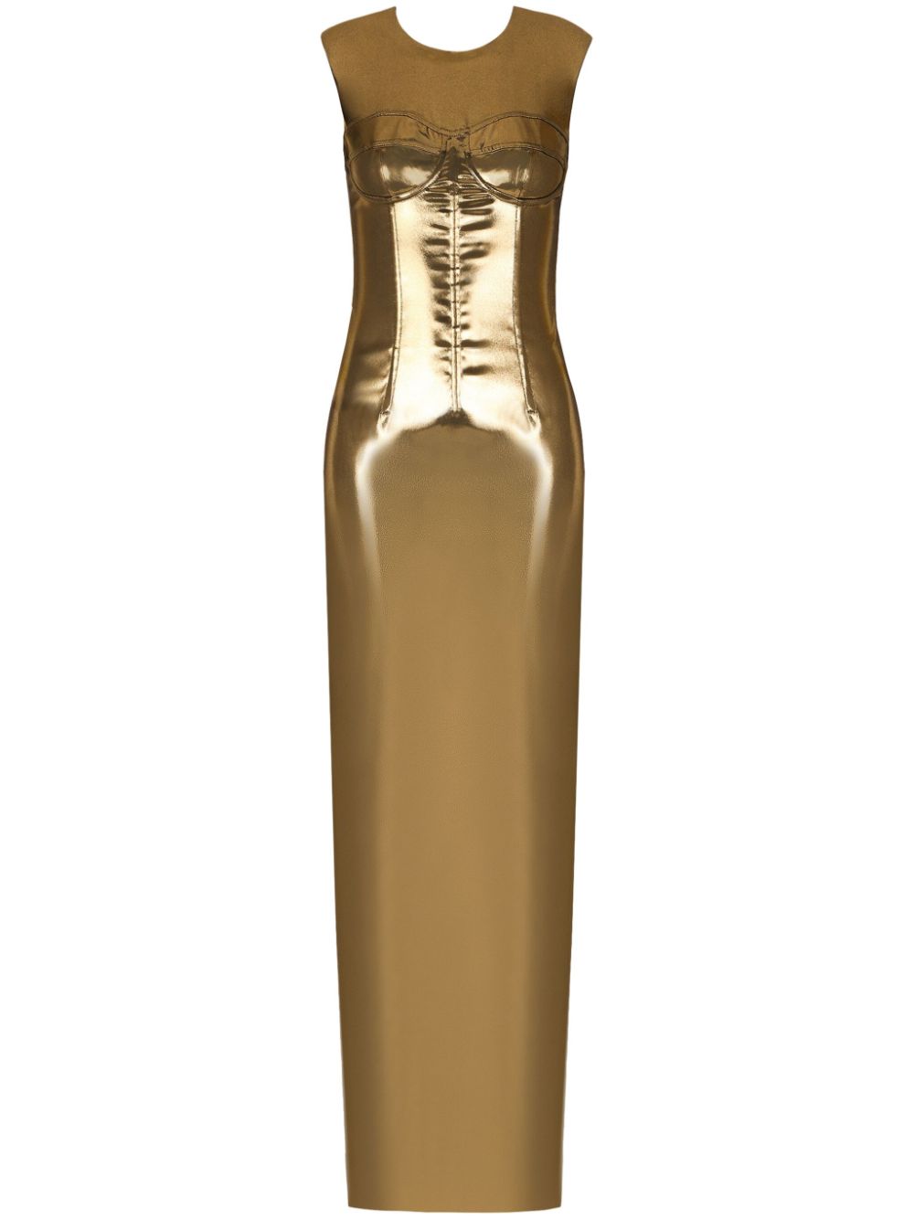 Metallic bustier-detail dress - Gold