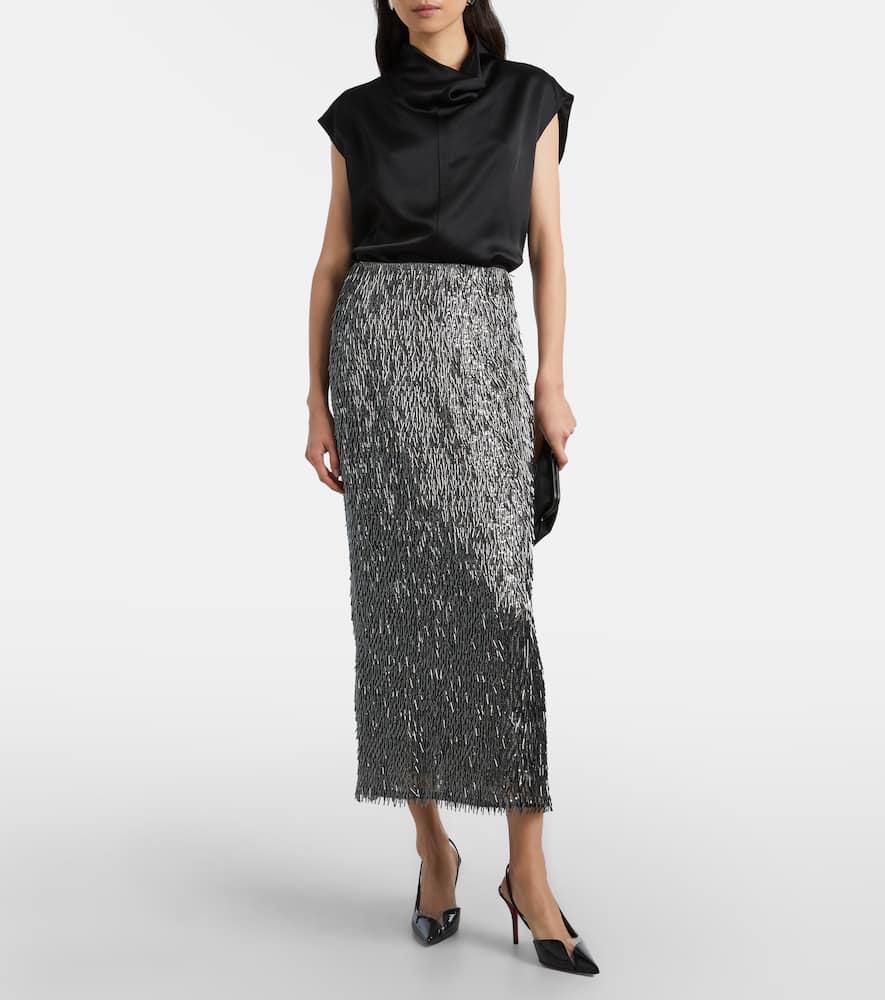 Sequined high-rise pencil skirt