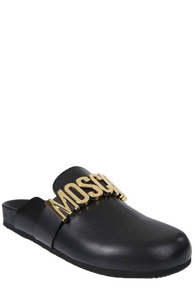 Moschino Logo Lettering Round Toe Sandals