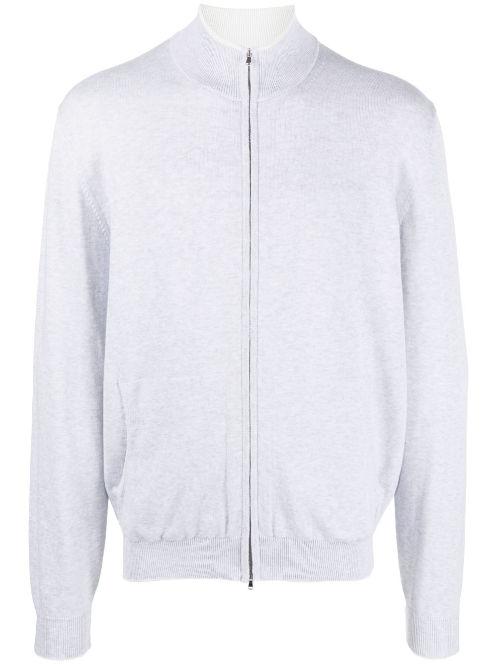 Mélange-effect slogan-print cardigan - Grey