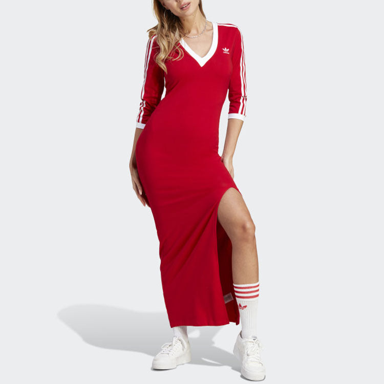 (WMNS) originals Adicolor Classics 3-Stripes Maxi Dress Asia Sizing 'Red'