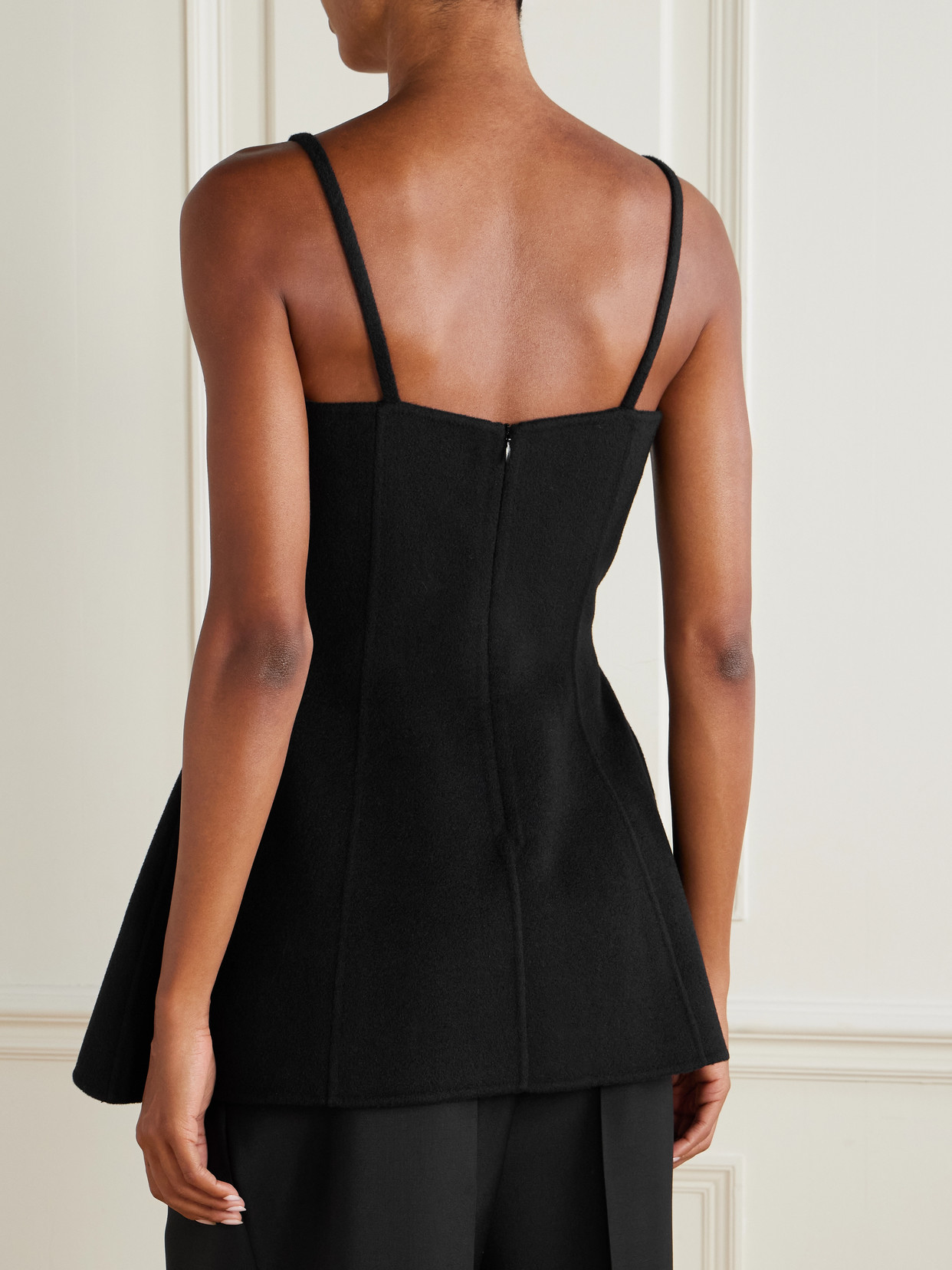 Paneled Wool Bustier Top - Black