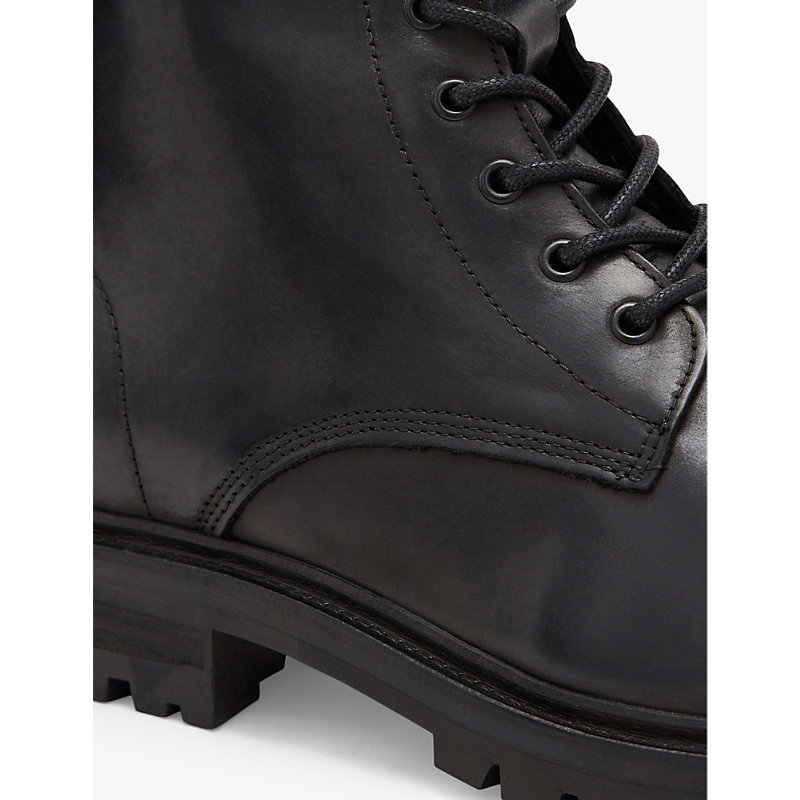 Mens Black Tobias Lace-up Leather Ankle Boots