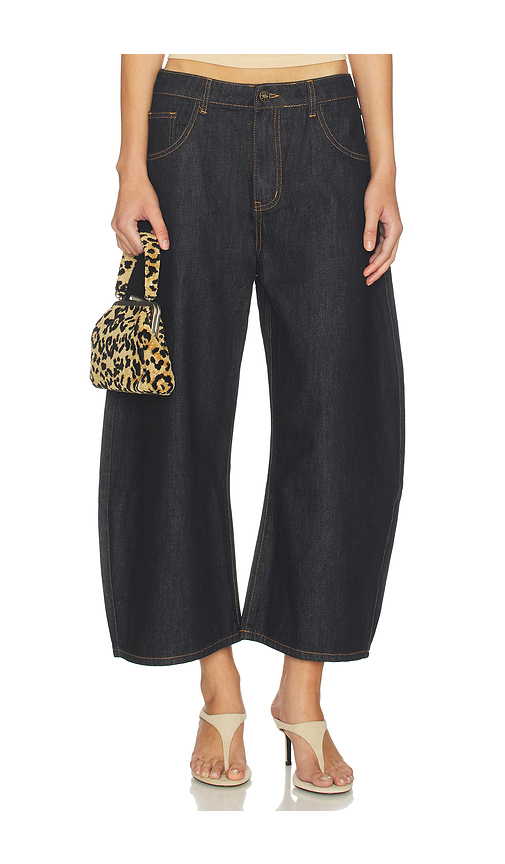 LIONESS Horseshoe Cropped Jeans in Blue. L. Also in M, S, XL