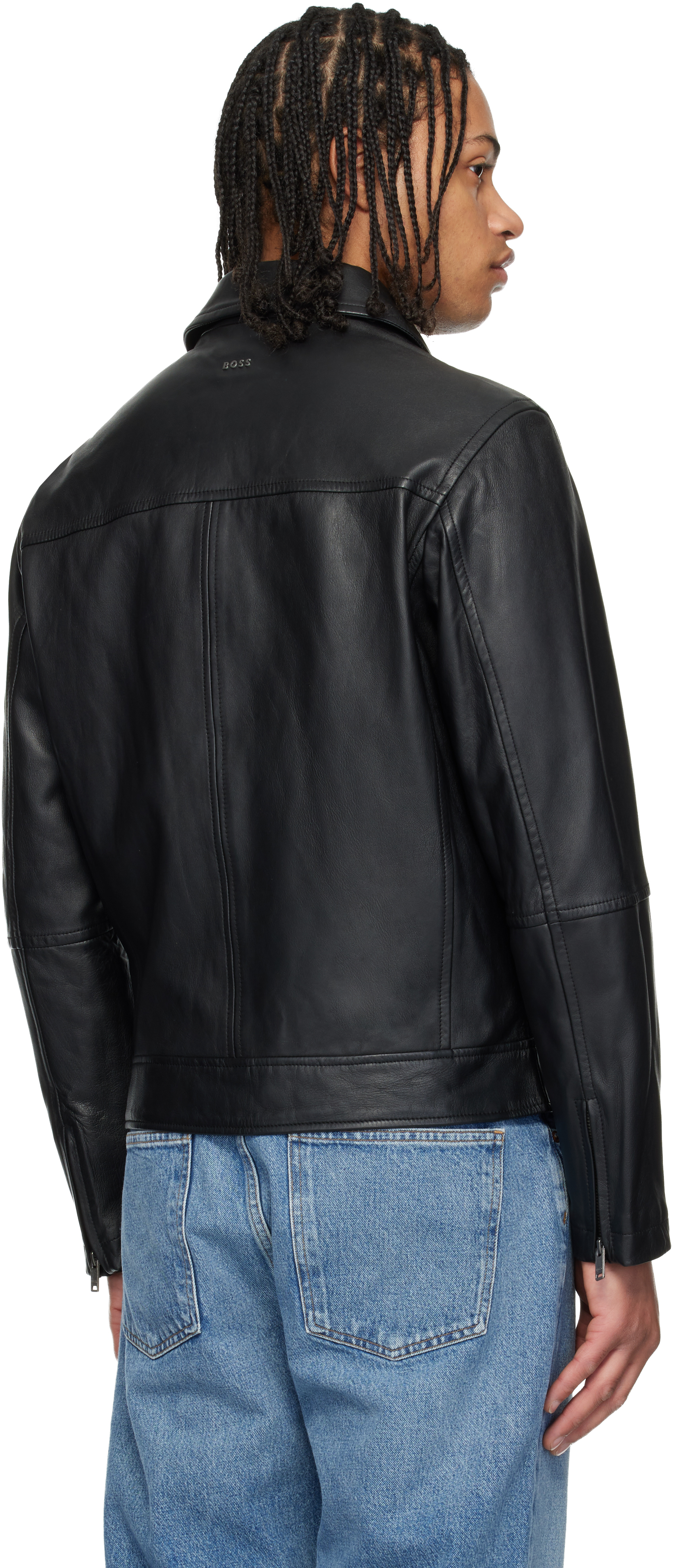 Black Regular Fit Nappa Leather Jacket