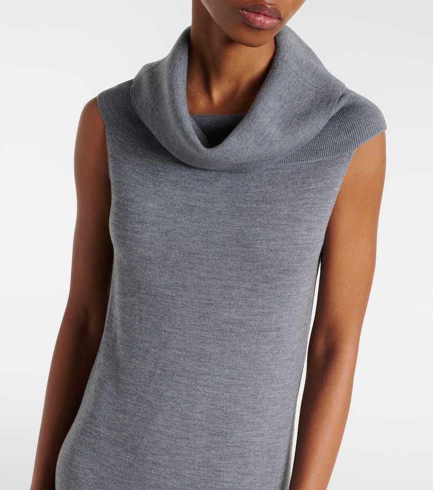 Off-shoulder virgin wool maxi dress