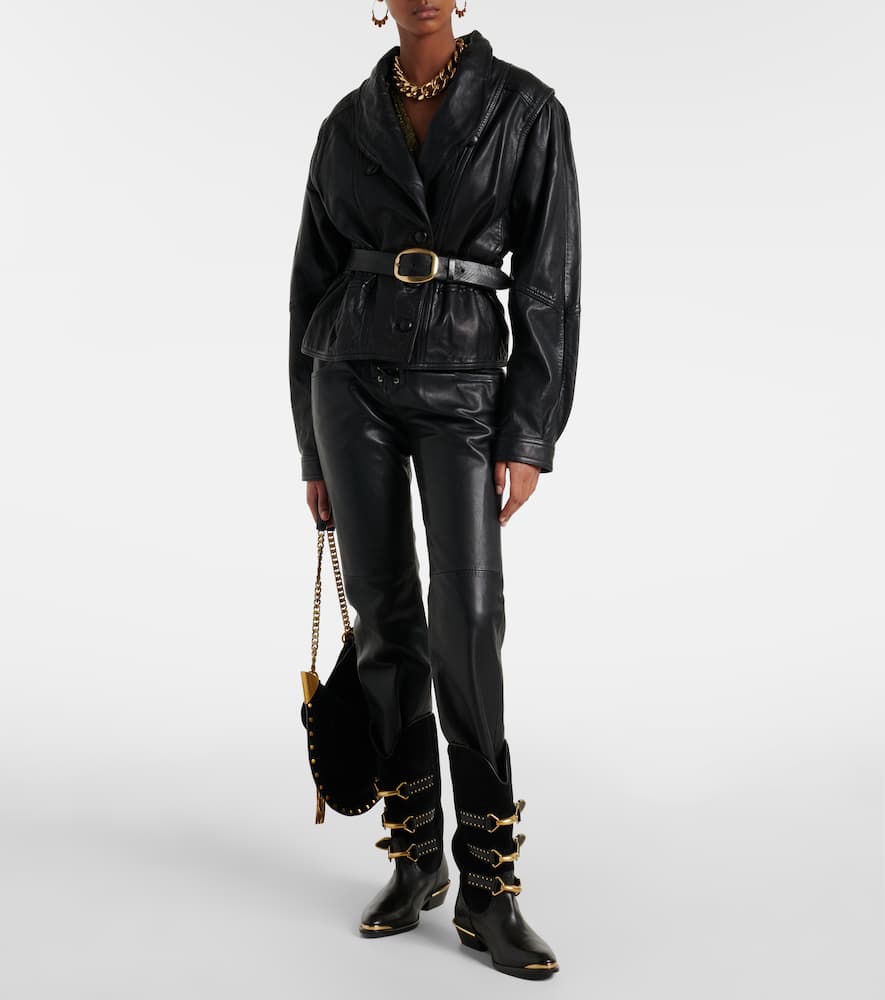 Vanel leather straight pants