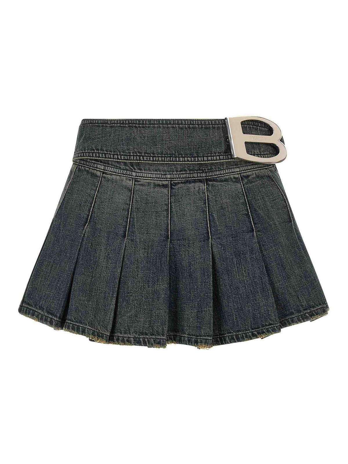 Buckle Pleated Skirt