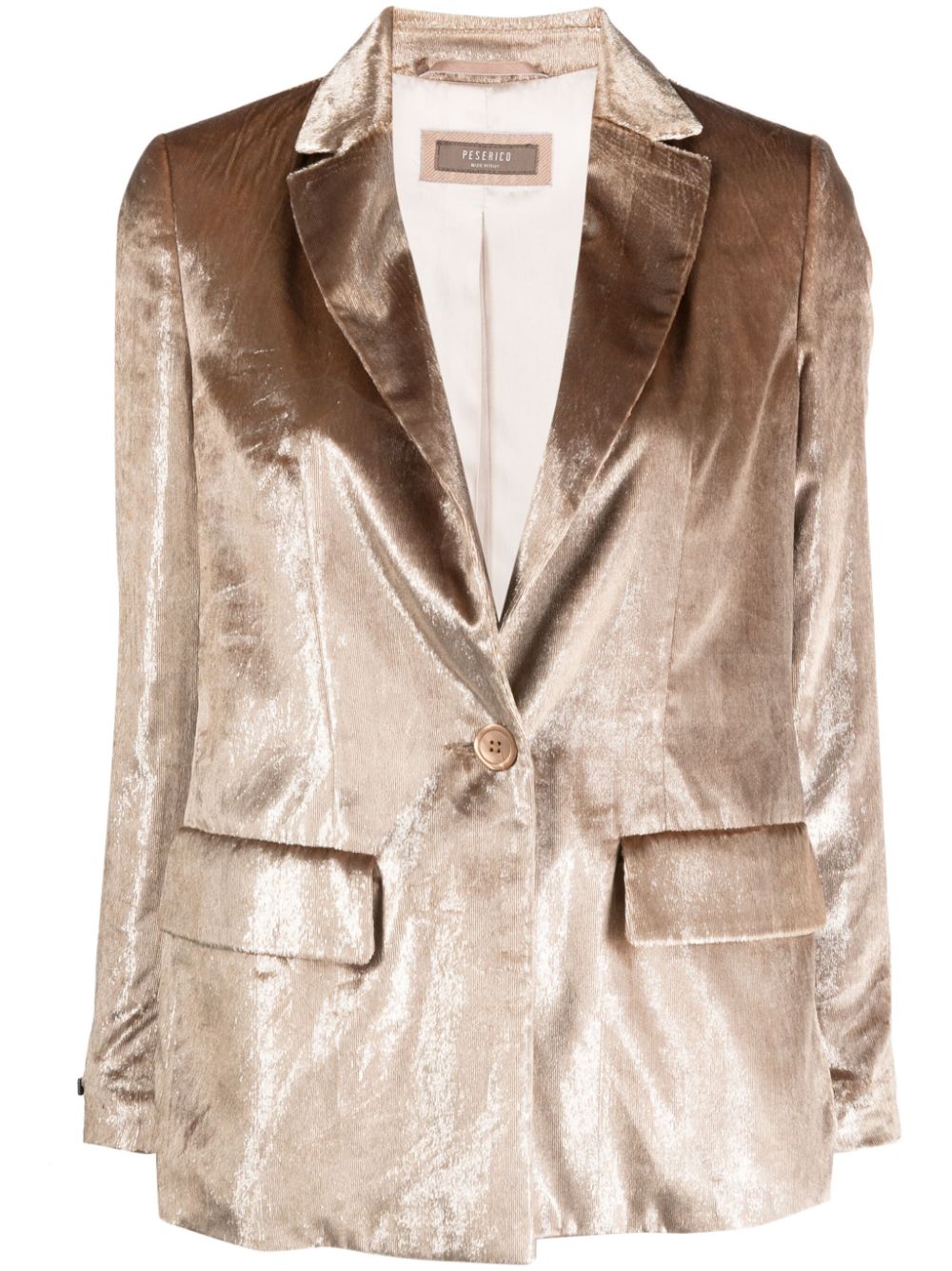 Velvet single-breasted blazer - Gold