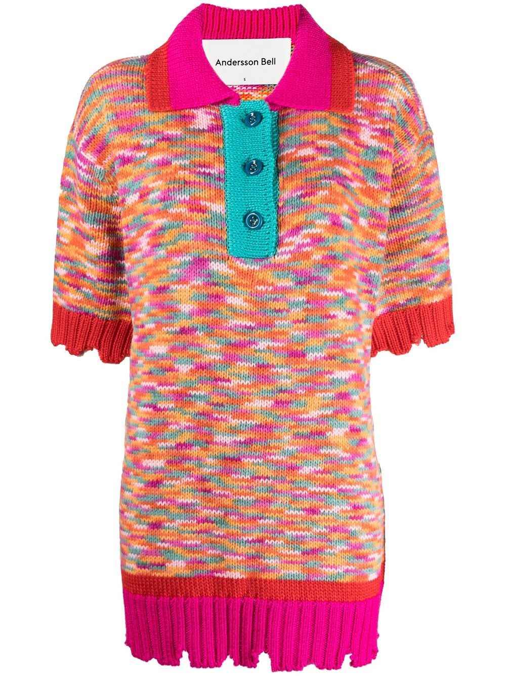 Knitted short-sleeved polo shirt - Pink