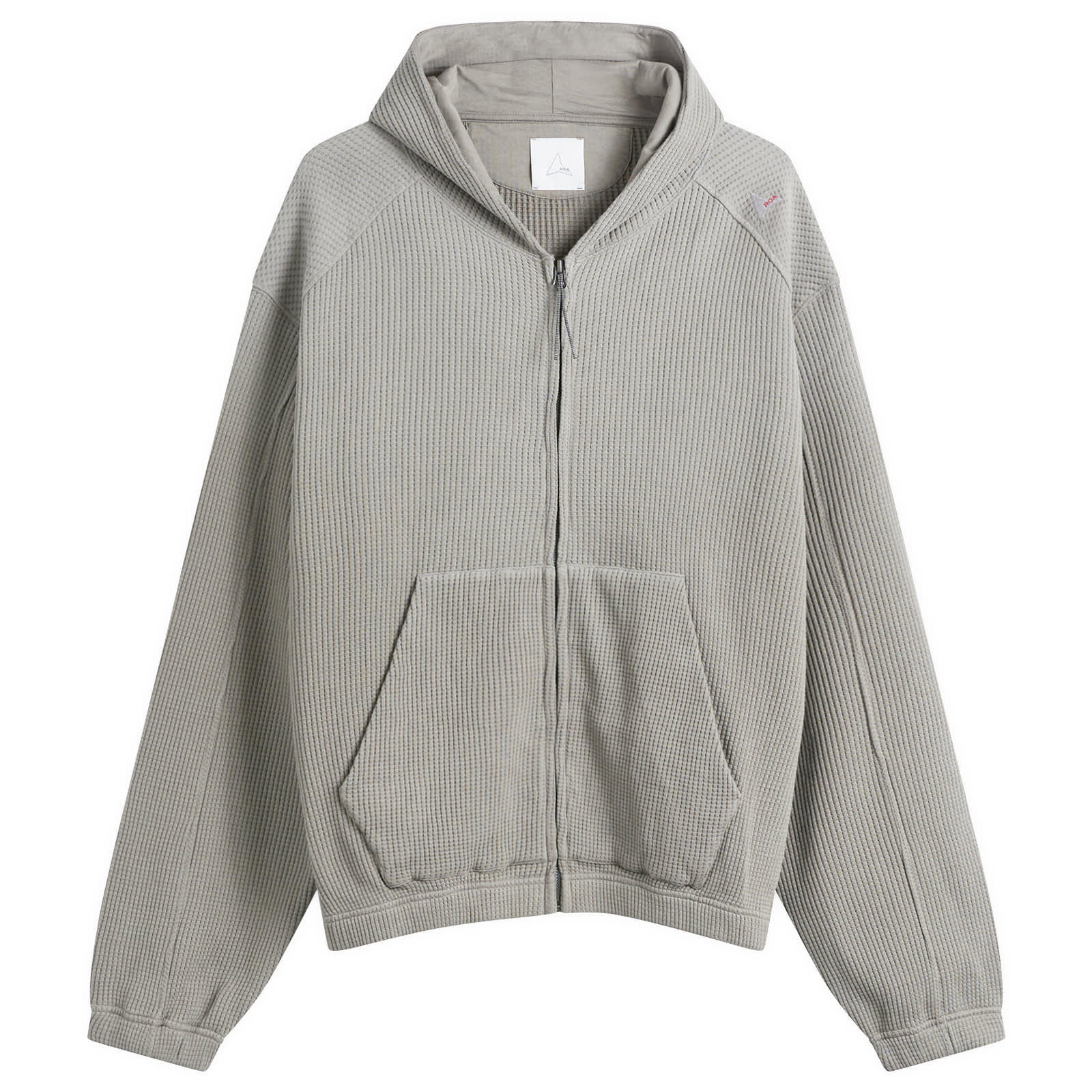 Sweatshirt ROA Bee Sun Faded Organic Waffle Zip Up Hoodie Grey