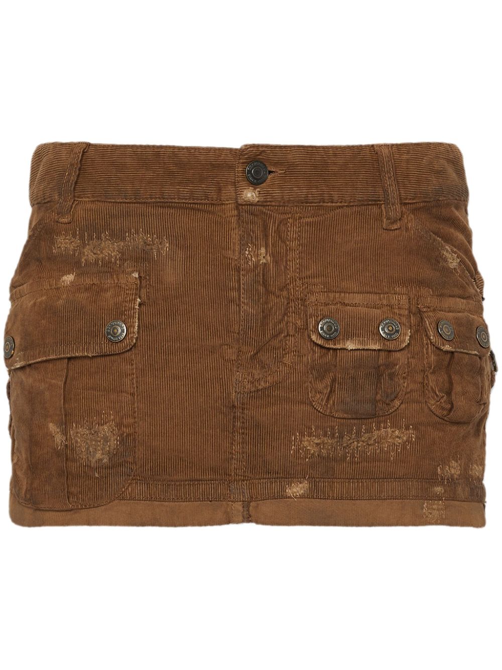Corduroy cargo mini skirt - Neutrals
