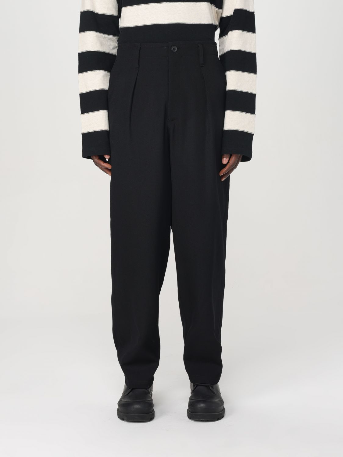 Wool tapered trousers - Black