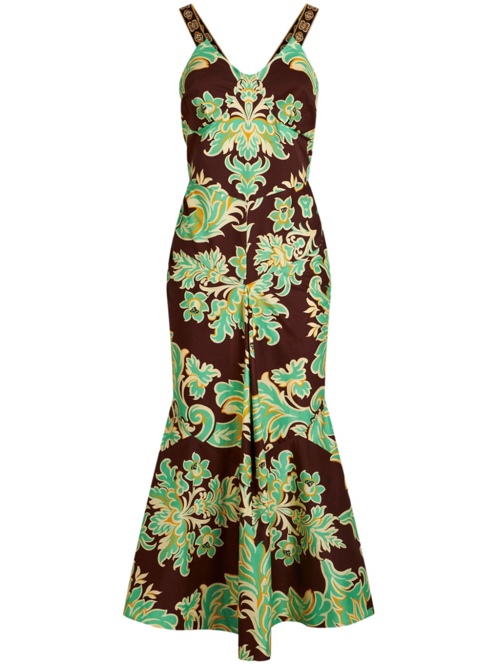 Paisley-print sleeveless midi dress - Brown