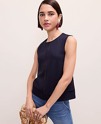 Ann Taylor Ponte Lace Trim Shell Top