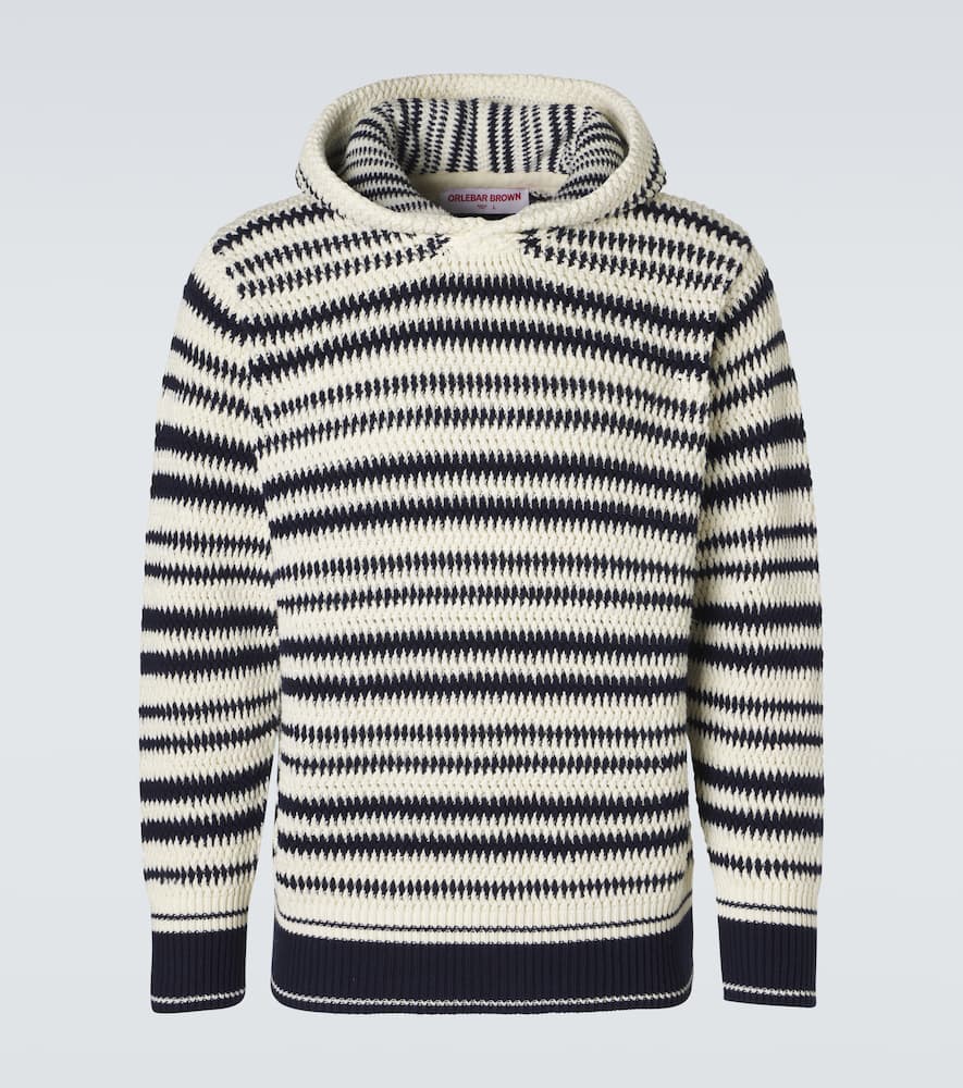 Kirk striped crochet cotton hoodie
