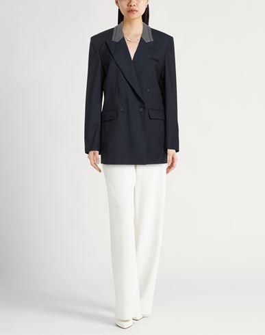 Woman Blazer Navy Size 4 Virgin Wool, Cotton, Viscose, Polyester