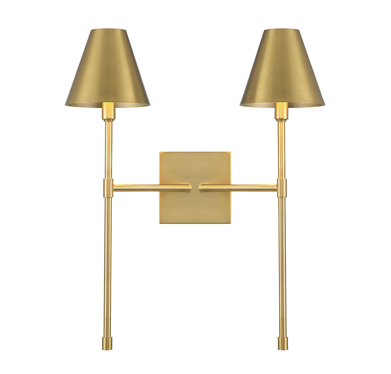 Warm Brass Two Light Wall Sconce from the Jefferson Collection