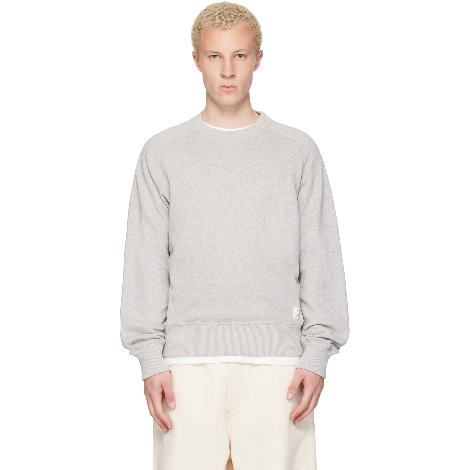 Gray Retro Fleece Raglan Cotton Sweatshirt