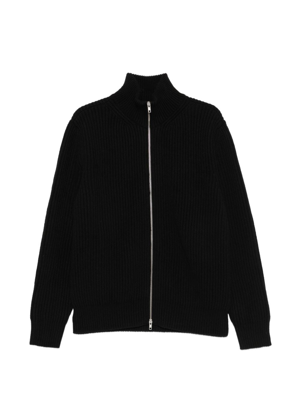 Ribbed Wool Cardigan — Black
