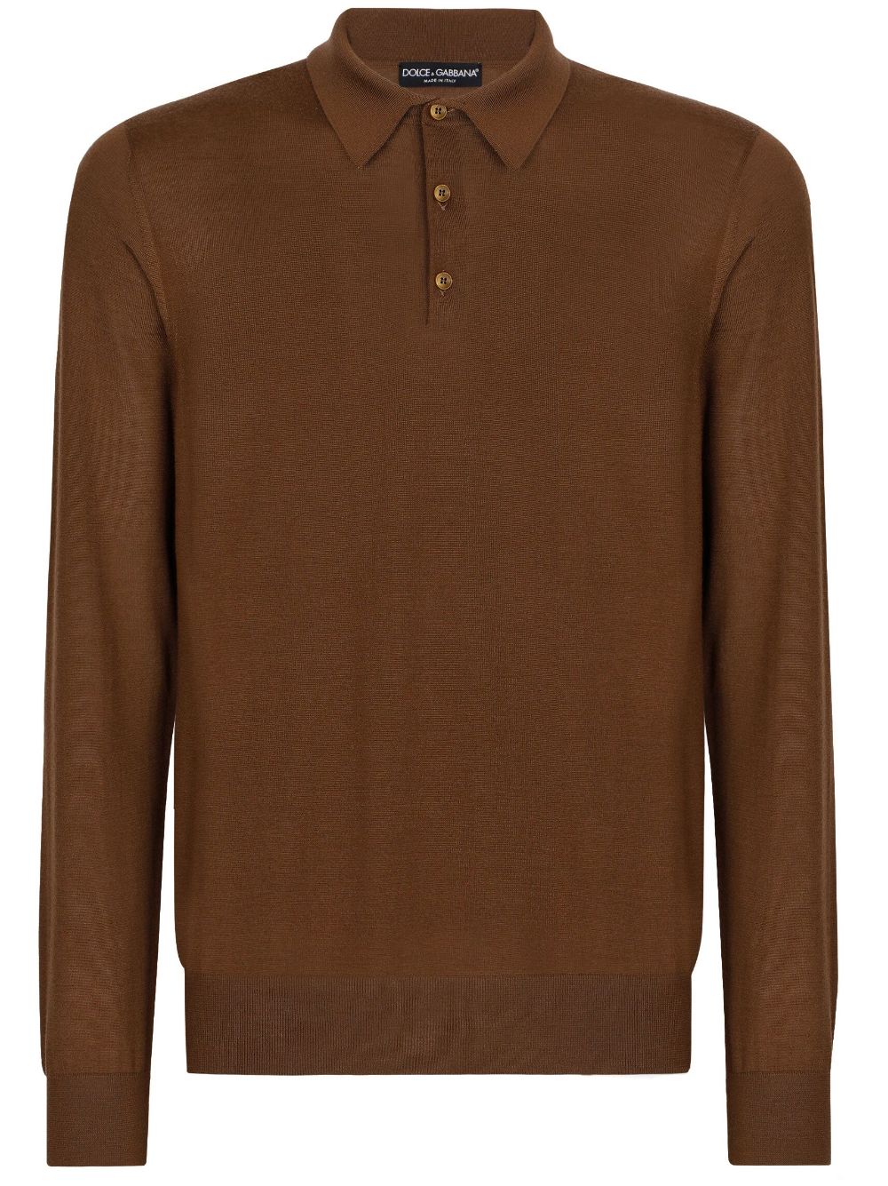 Cashmere long-sleeve polo shirt - Brown