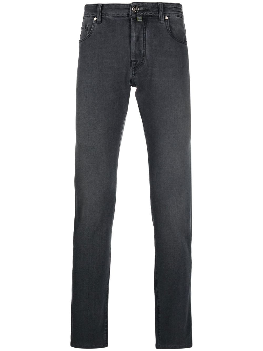 Scarf-detail straight-leg jeans - Grey