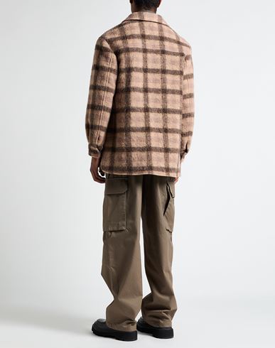 Hevò Man Shirt Beige Size 36 Wool, Polyester