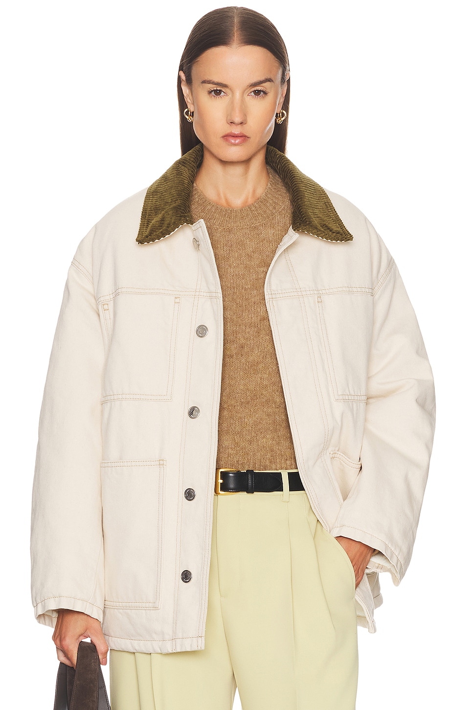 AMI Paris Denim Jacket in Off White - Cream. XS also in L