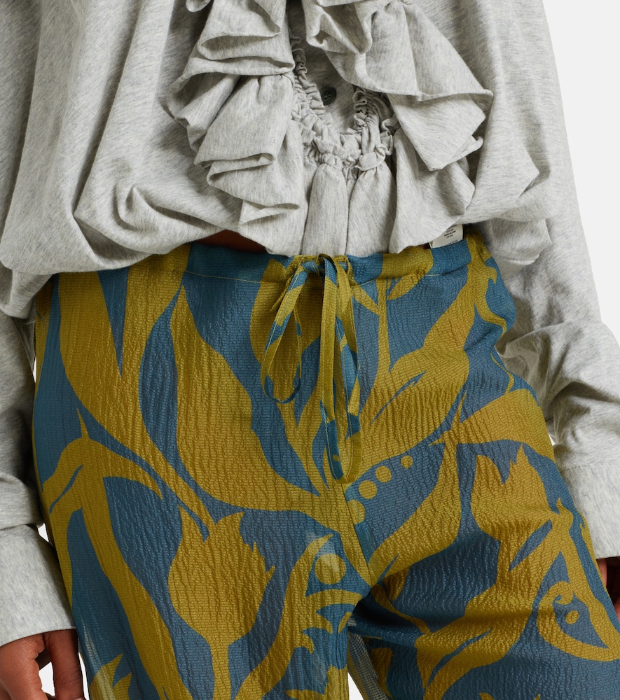 Pachas printed silk straight pants